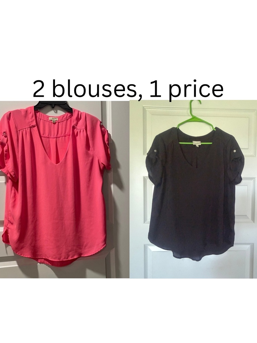 Two-Pack Blouses in Hot Pink and Black
